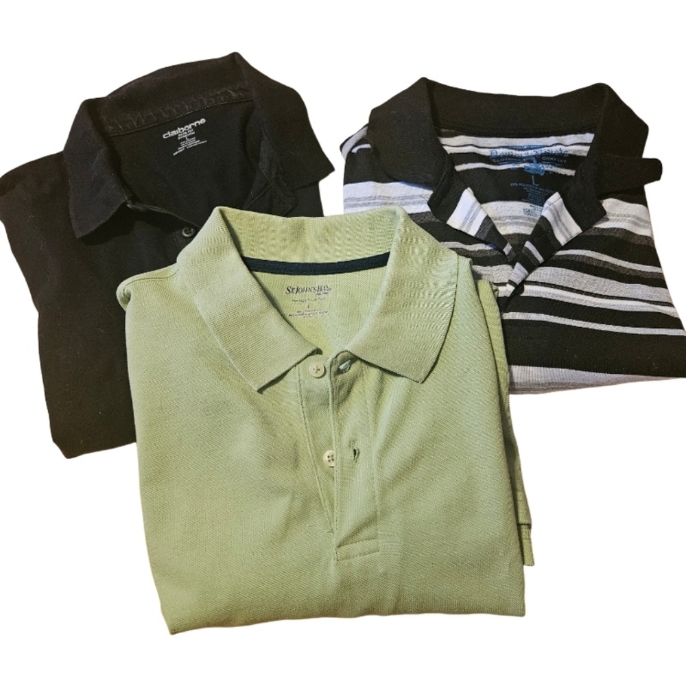 Lot 3 Pieces Polo Shirts Mens Assorted Brands Designs S/S Large